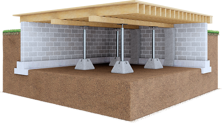 Floor stabilizers for crawl space repair