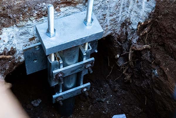 installed pier on a homes foundation