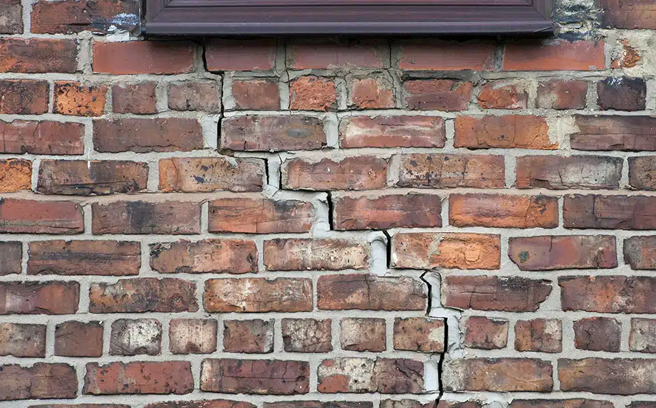 stair step crack in brick wall