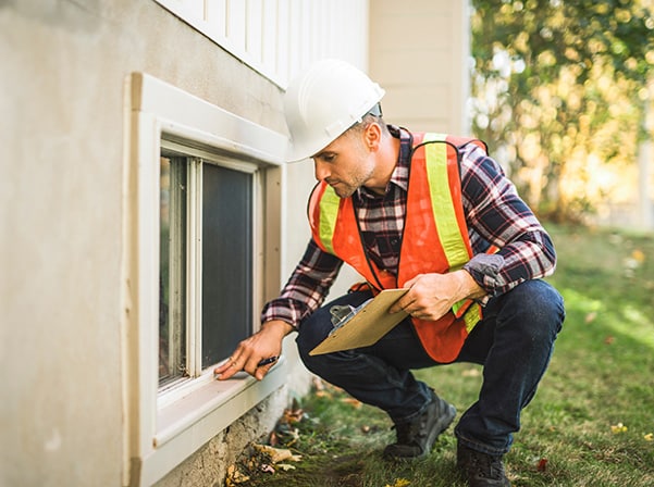 engineer checking egress window