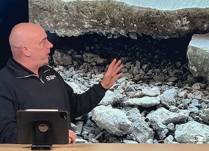 Shaun showing a void under a concrete slab
