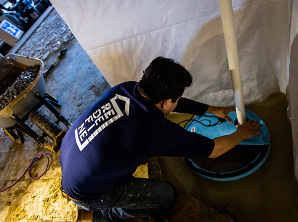 person fixing foundation