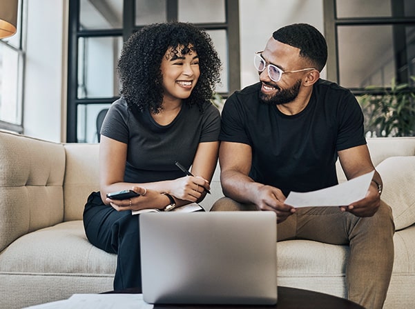 couple looking at computer