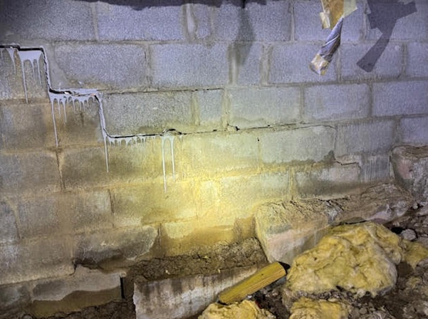 basement with cracks and moisture
