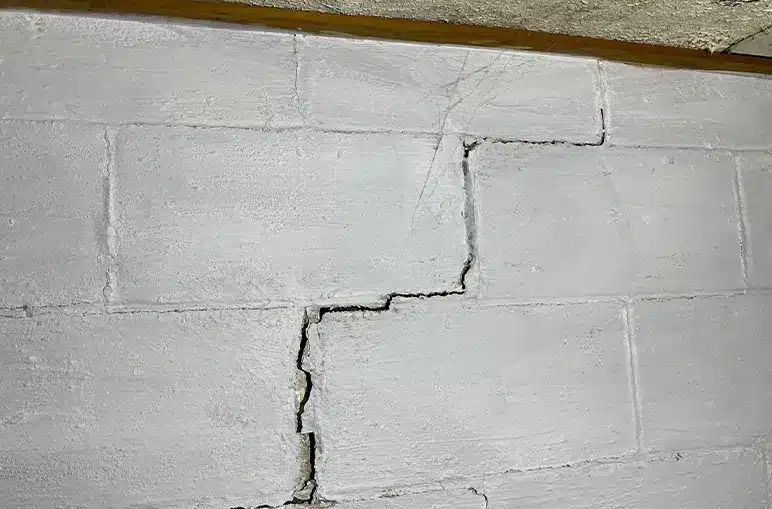 crack in cinder block wall